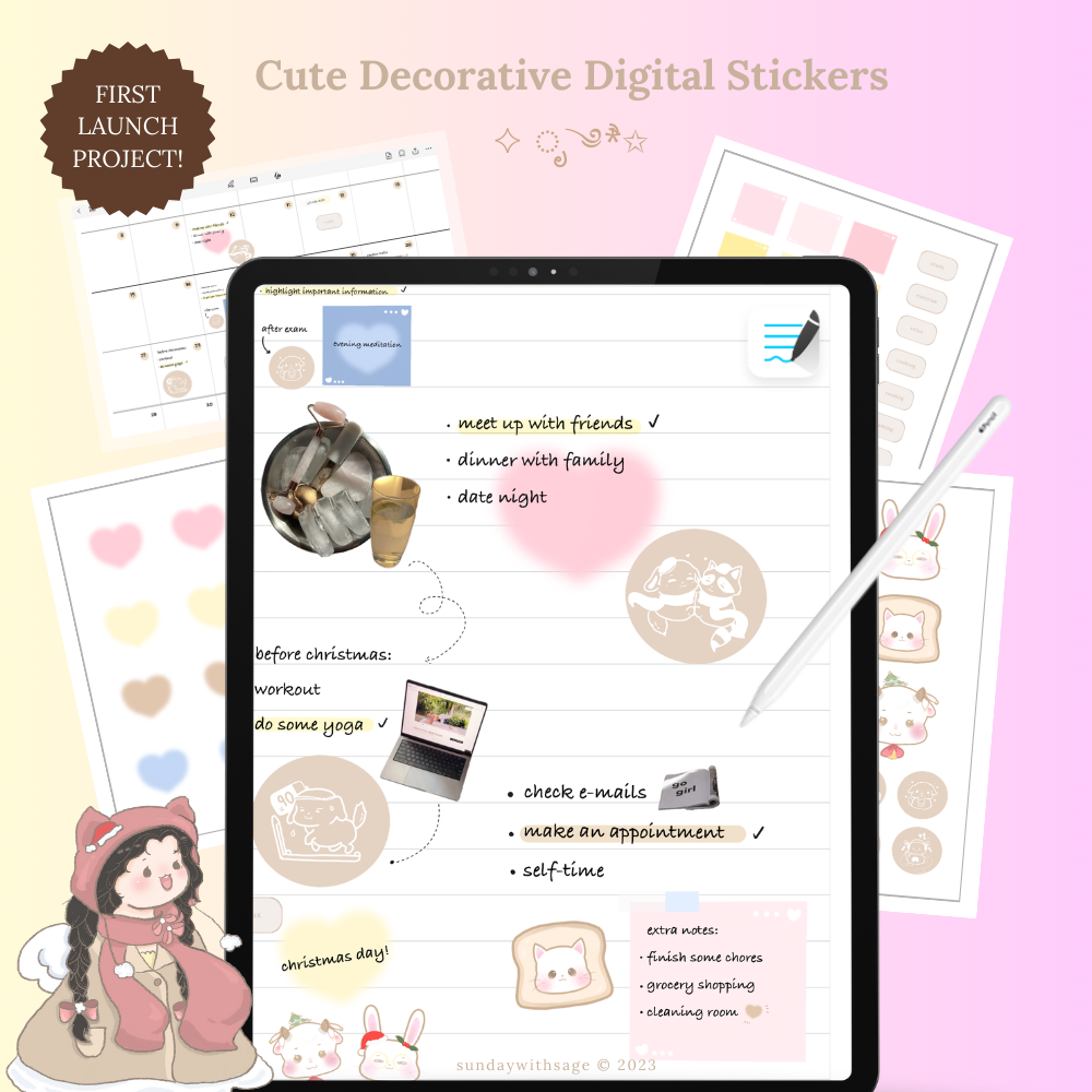 Cute Kawaii Digital Stickers